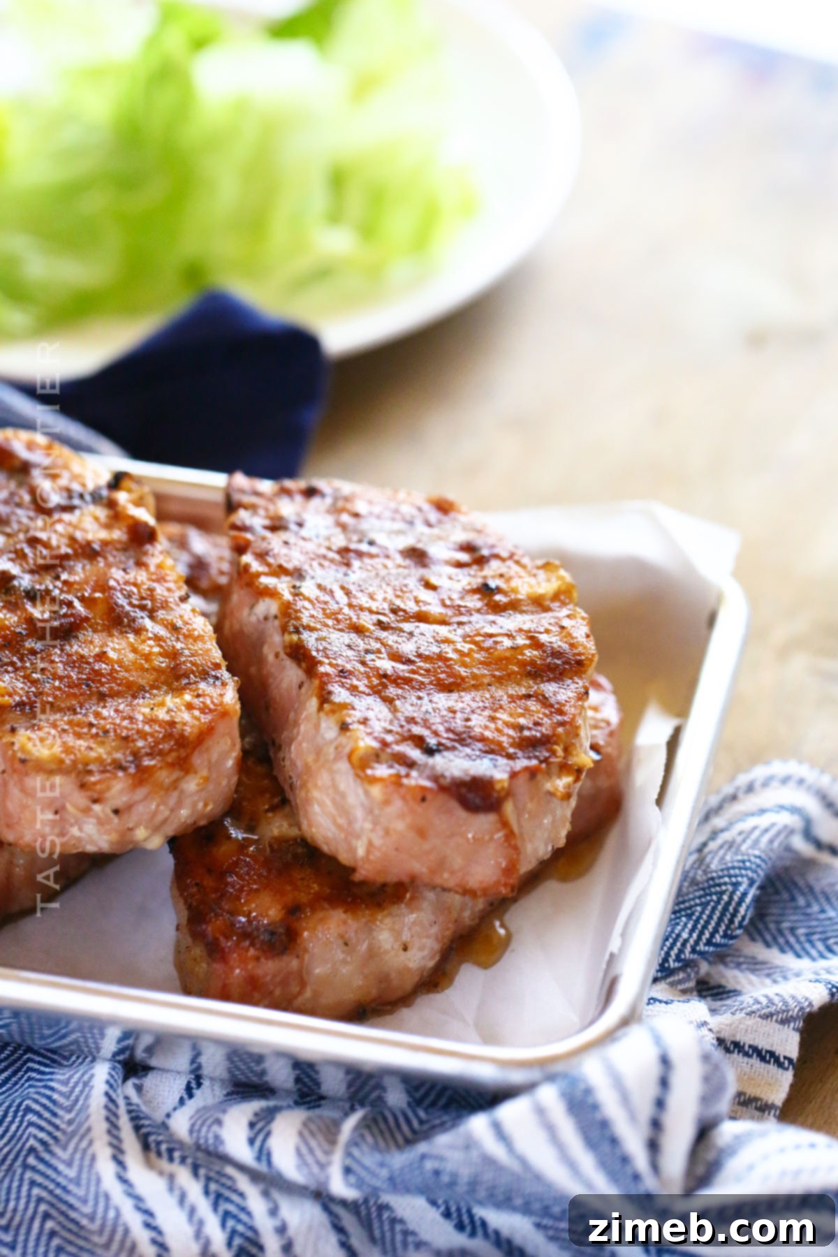 Traeger Smoked Pork Chops plated