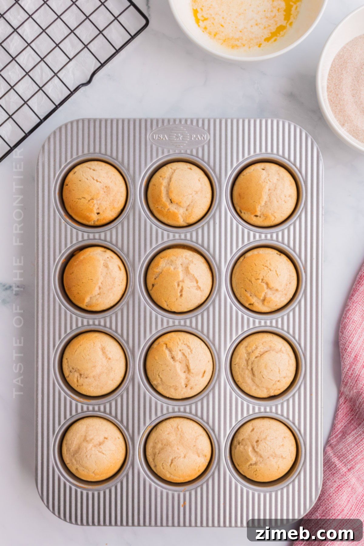 Sweet Cinnamon Cloud Muffins 6 Baked Cinnamon Sugar Muffins ready to be coated