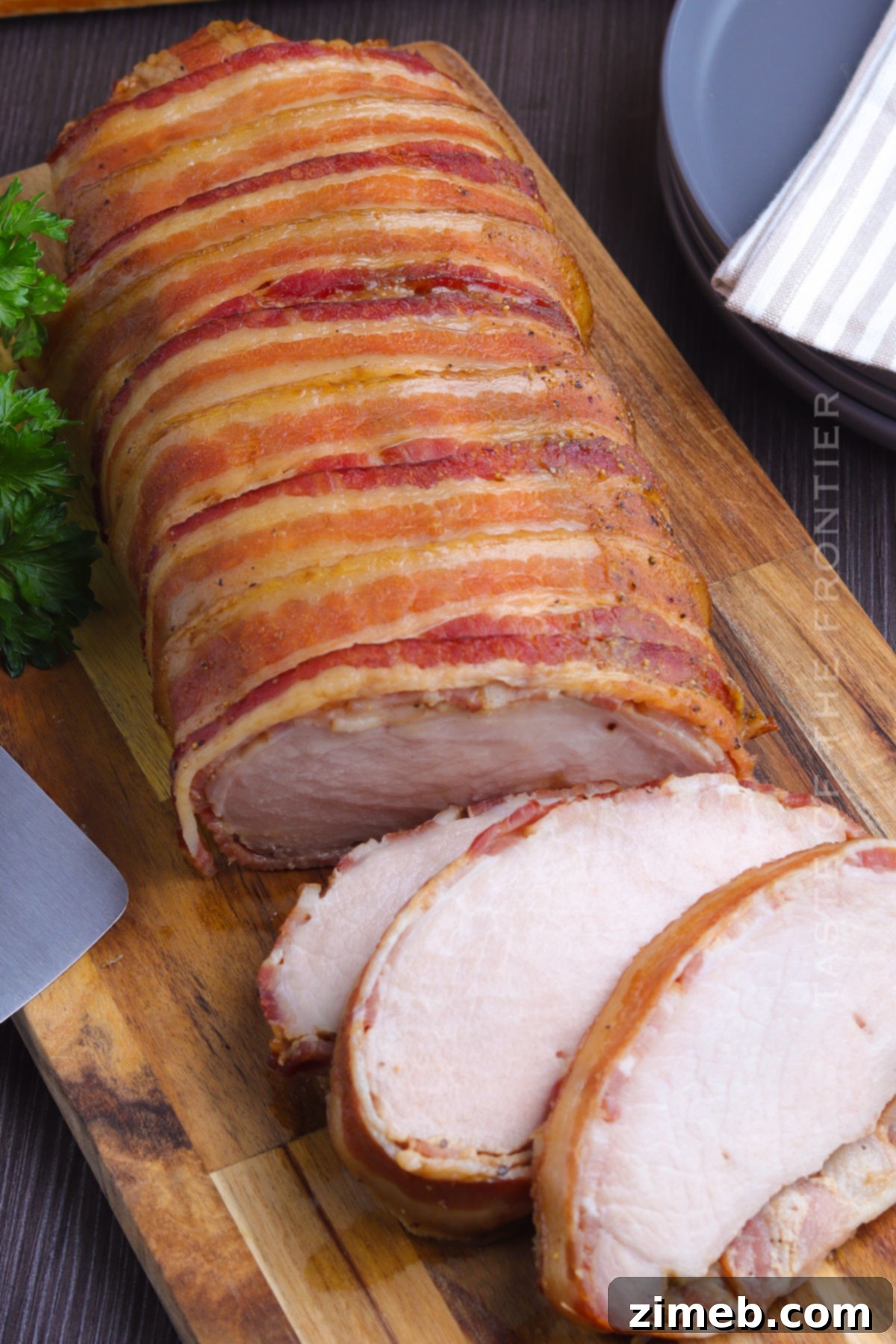 Tender Smoked Pork Loin 15 Juicy slices of smoked pork ready to serve