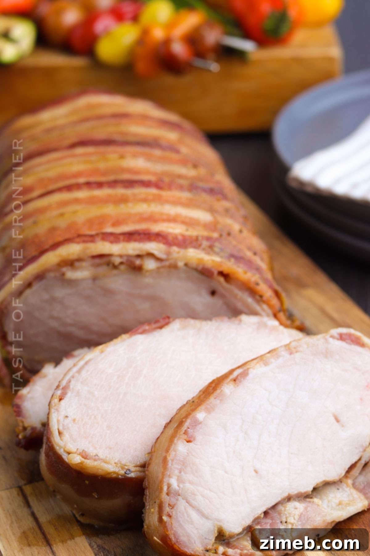 Tender Smoked Pork Loin 8 Close-up of Smoked Pork Tenderloin slices