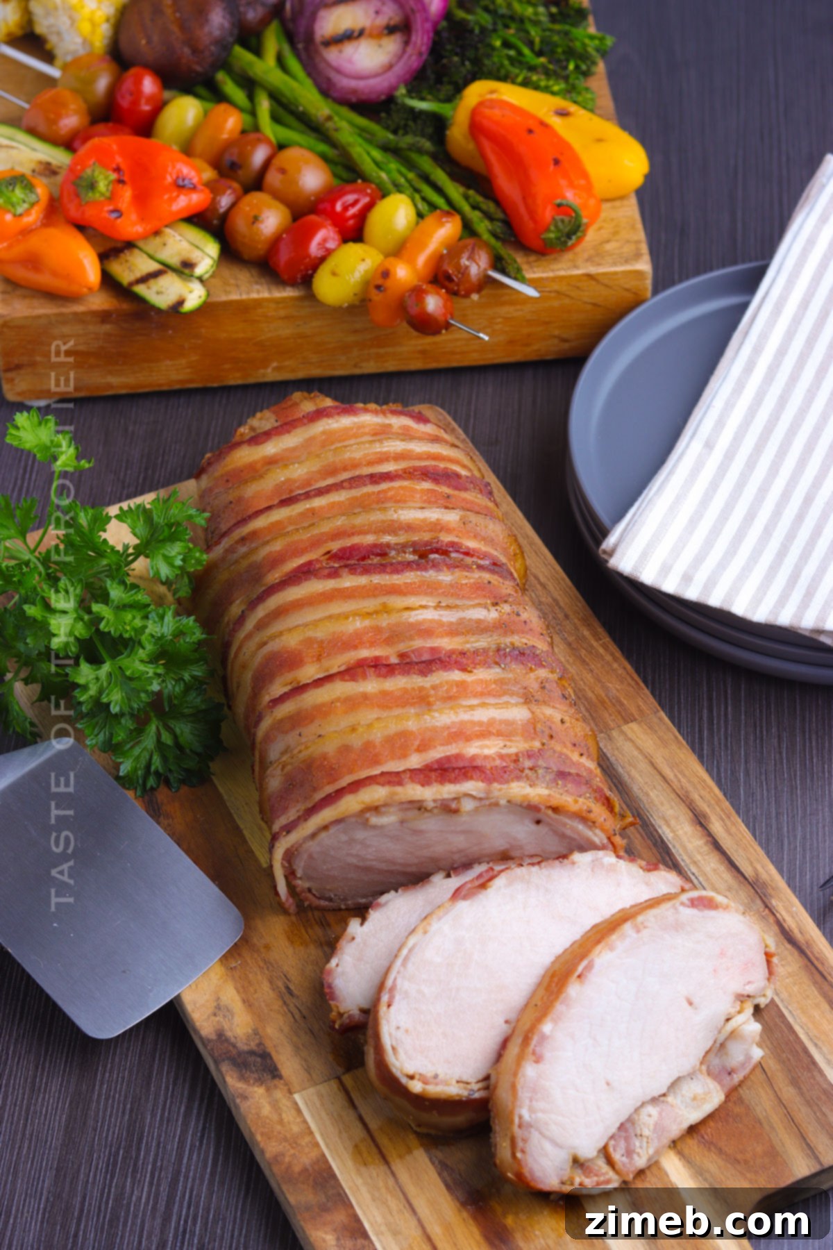 Tender Smoked Pork Loin 9 Smoked pork loin dinner with side dishes