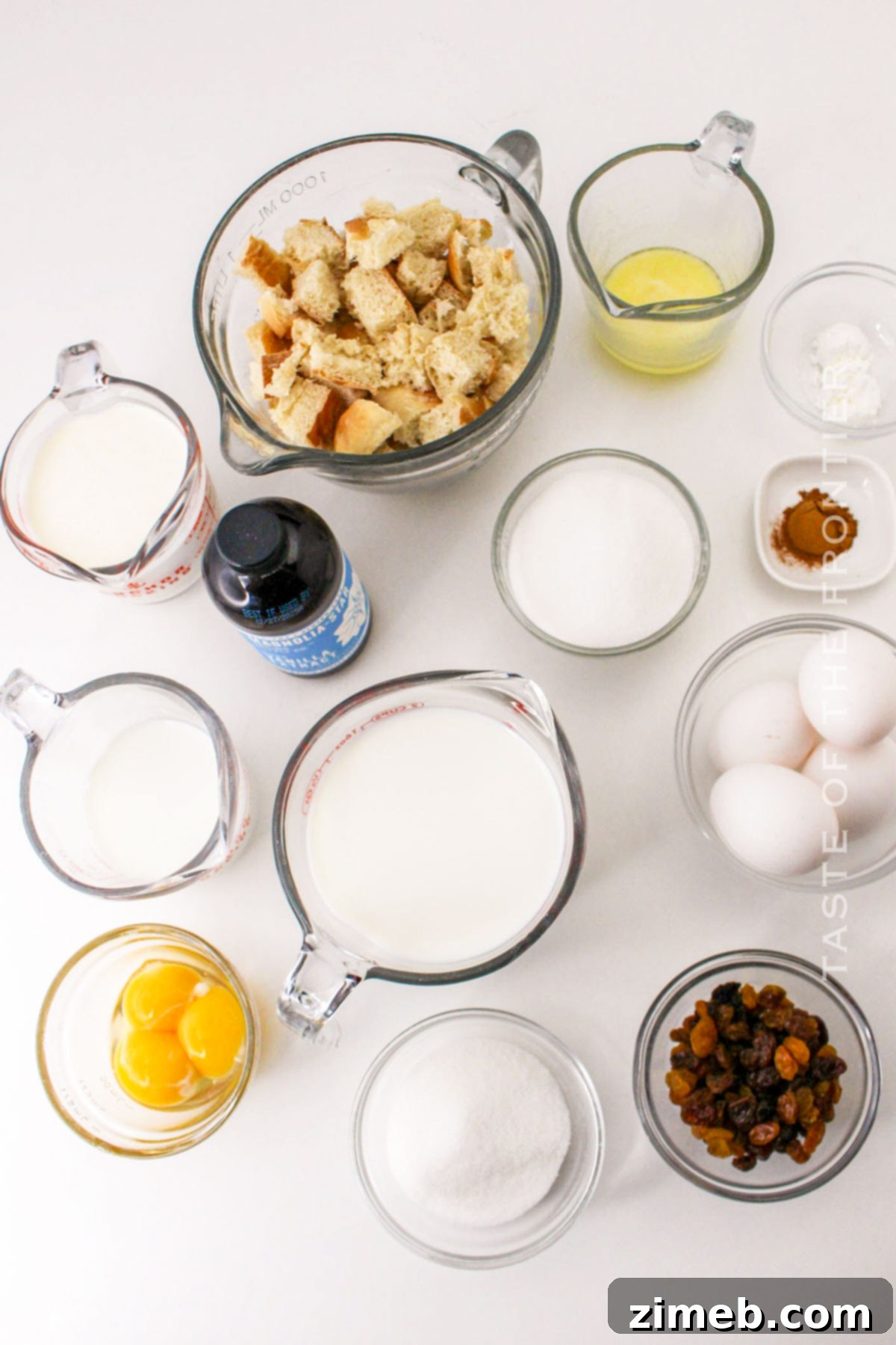 Warm Bread Pudding Drizzled with Vanilla Cream 4 Bread Pudding with Vanilla Sauce ingredients
