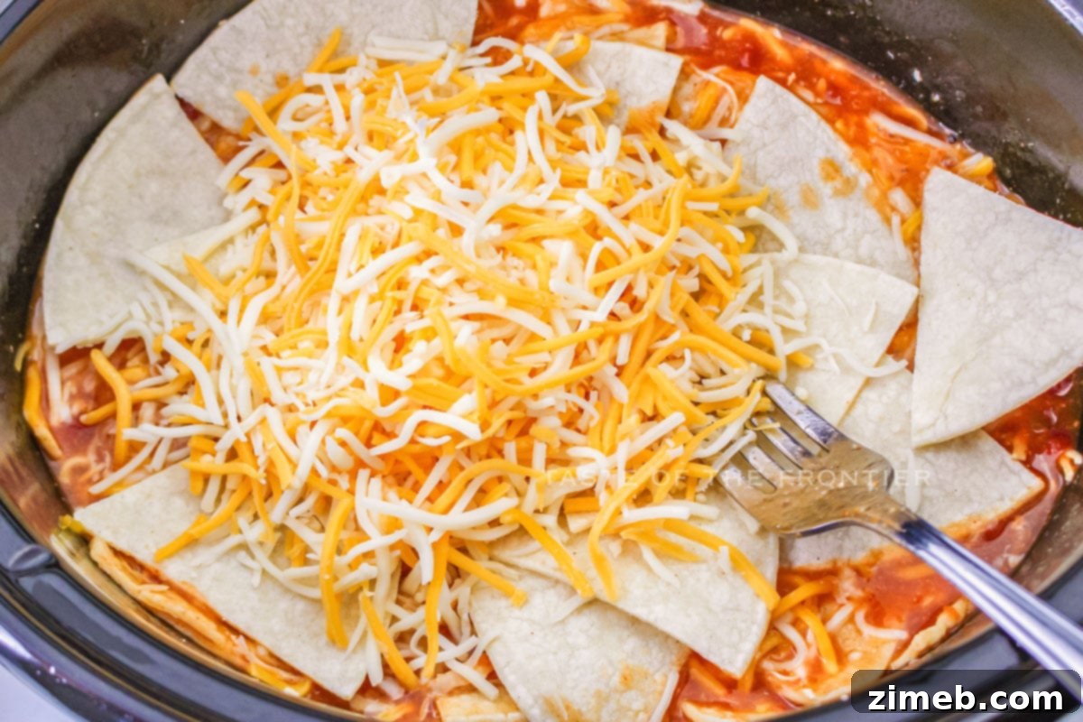 Step-by-step guide on how to make Crockpot Chicken Enchilada Casserole