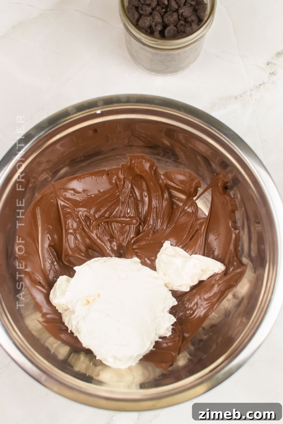 Whipped Delight Confections 6 mixing the chocolate and whipped topping