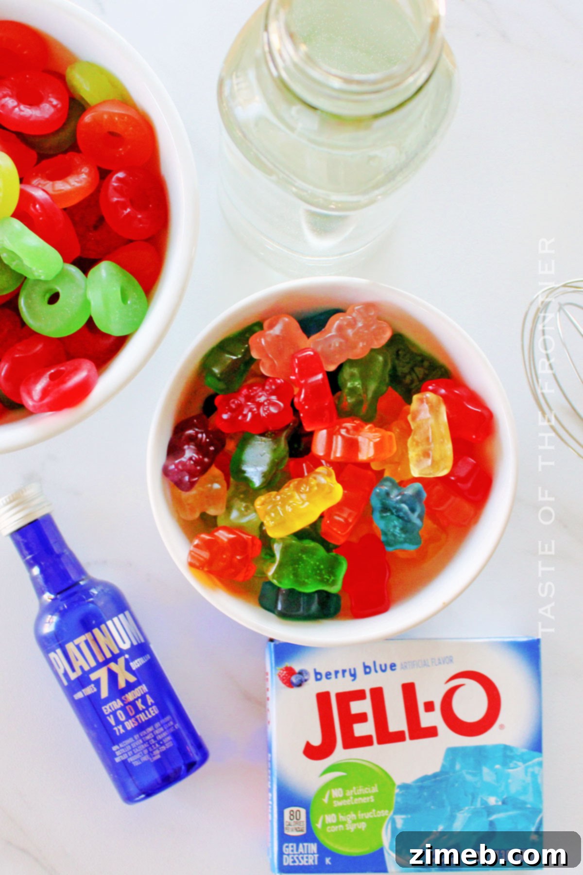 Ingredients laid out for making Pool Party Jello Shots.