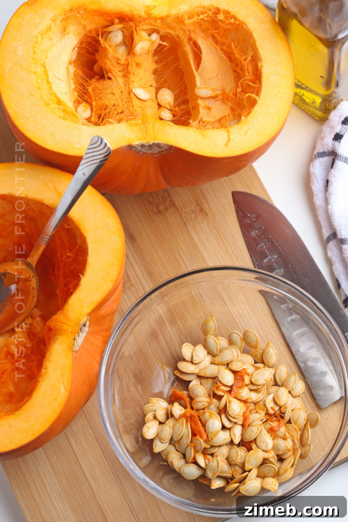 preparing the pumpkin seeds