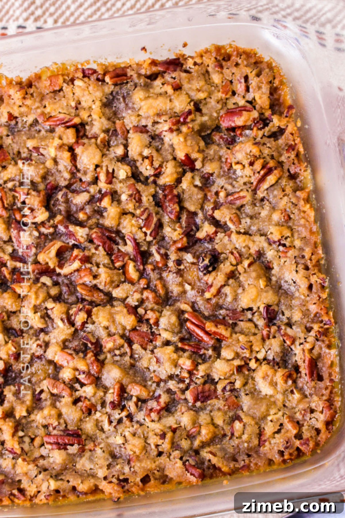 Thanksgiving casserole side dish with a pecan topping