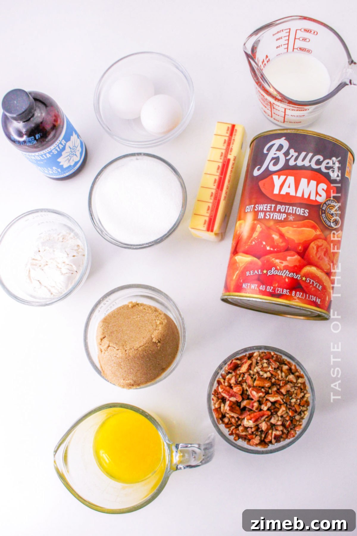 Sweet Potato Casserole with Canned Yams ingredients laid out