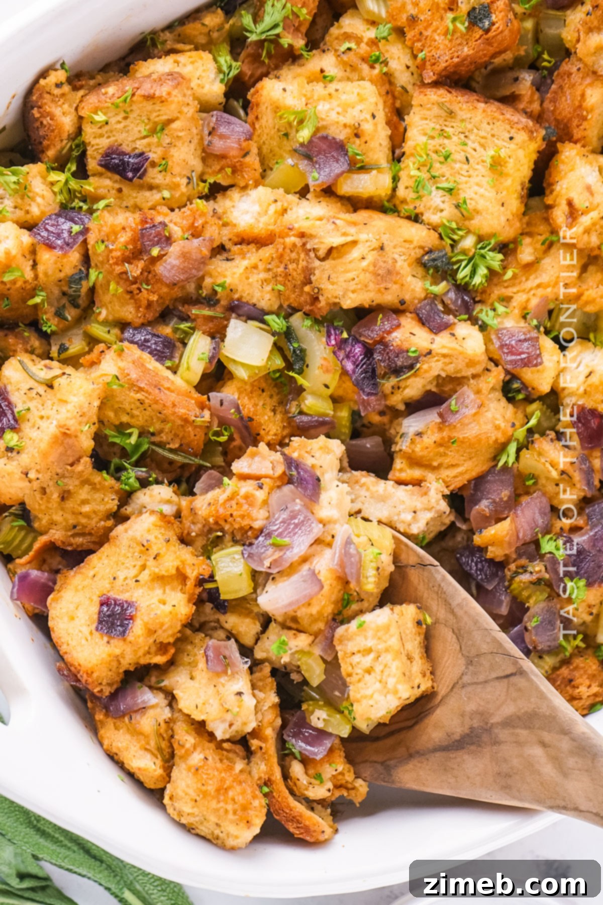 Aromatic Smoked Stuffing 7 Smoked Stuffing recipe plated for serving