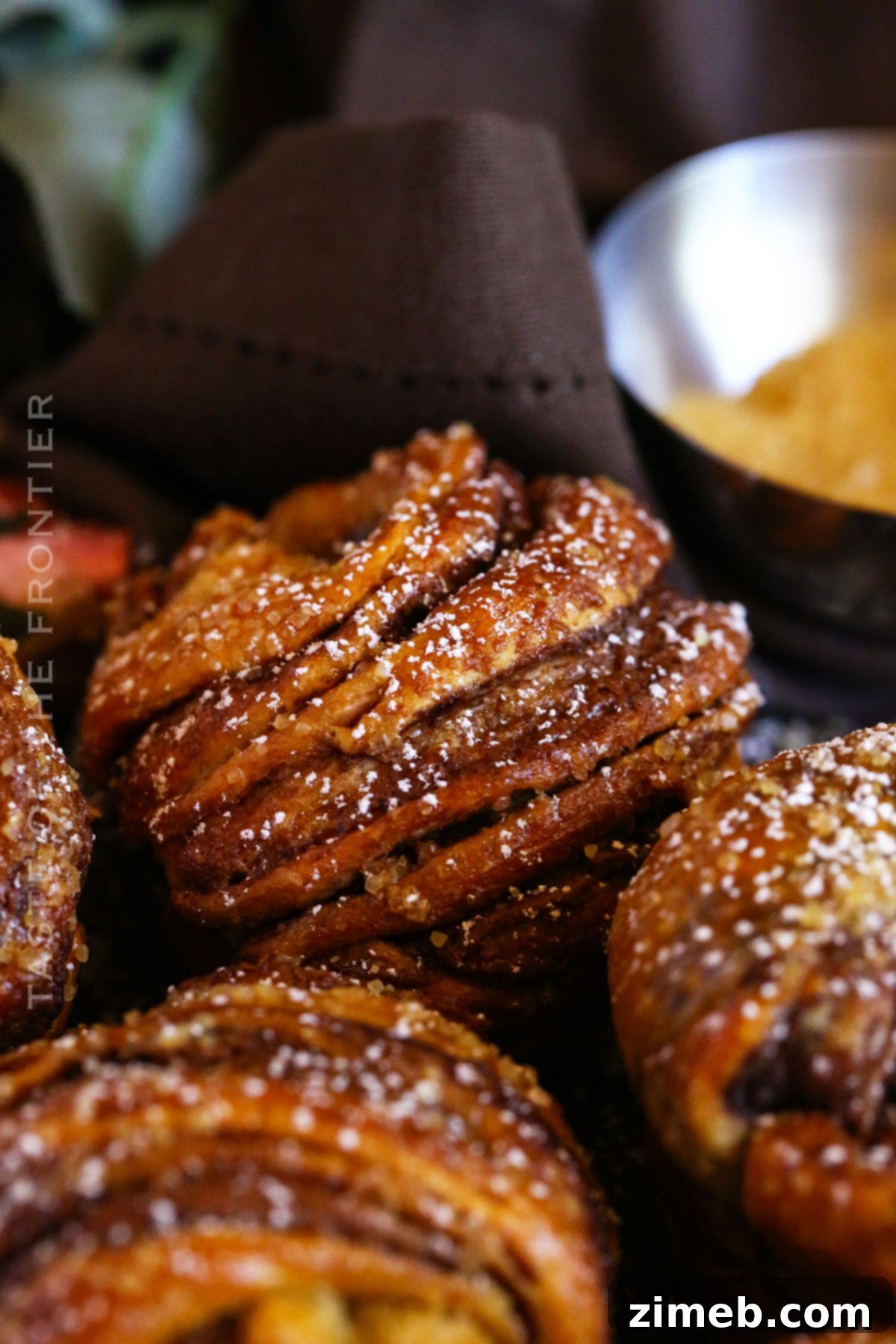 Layers of flaky pastry with Nutella in Cruffins