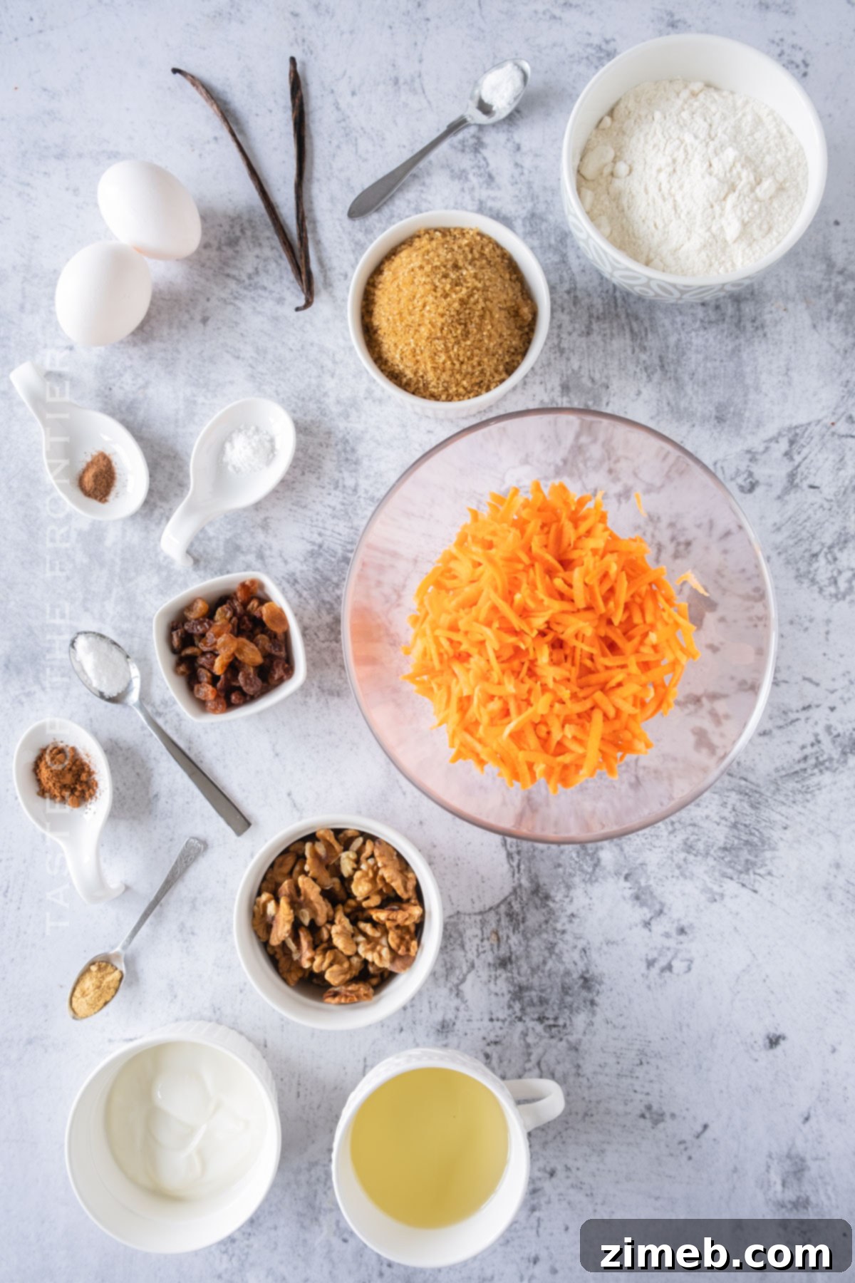 Moist Carrot Bread 4 Essential ingredients for baking a delicious Carrot Bread.