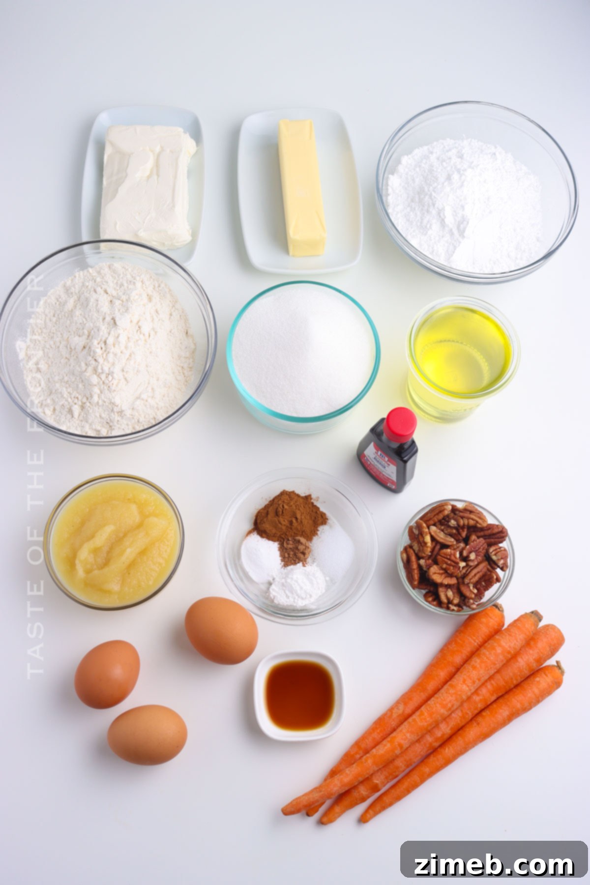 Carrot Cake Bars with Cream Cheese Frosting ingredients - Fresh and wholesome.