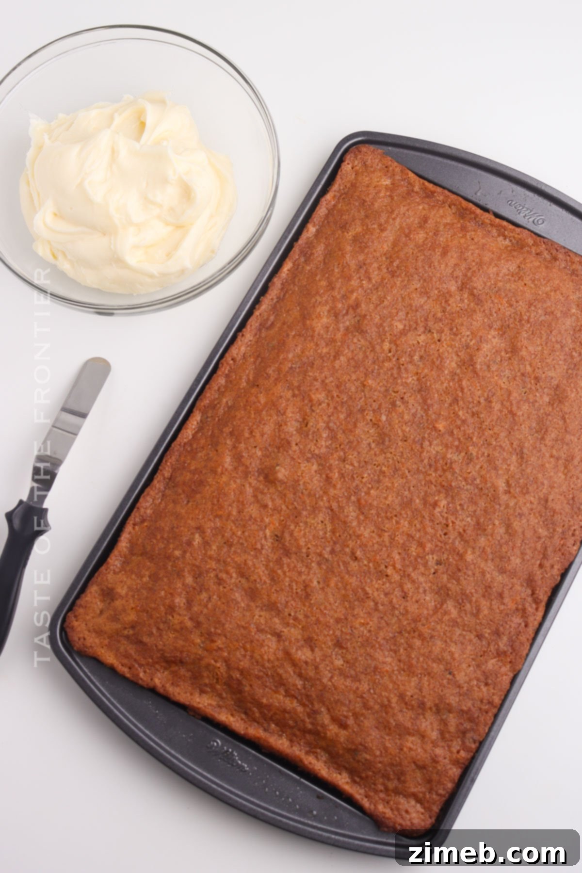 Sheet cake ready to be cut into bars.