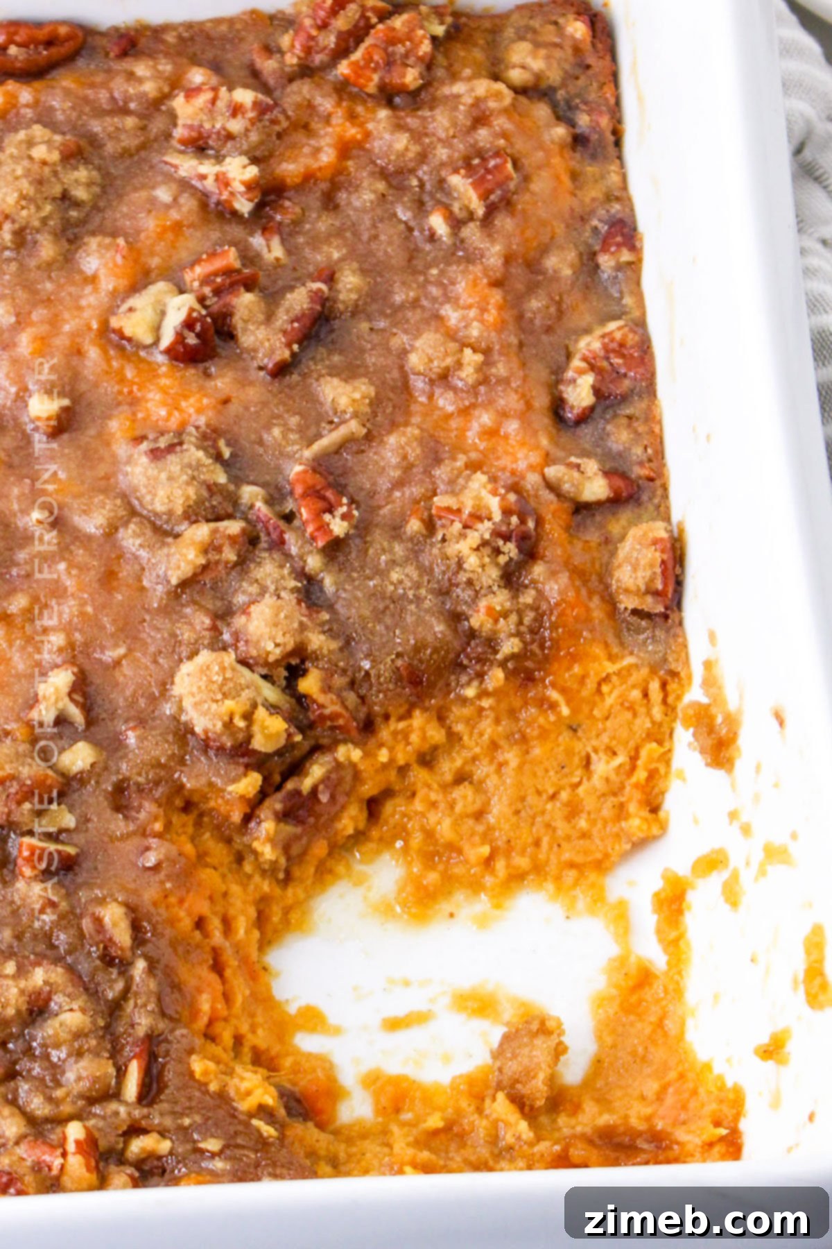 Copycat Sweet Potato Casserole with a golden pecan topping