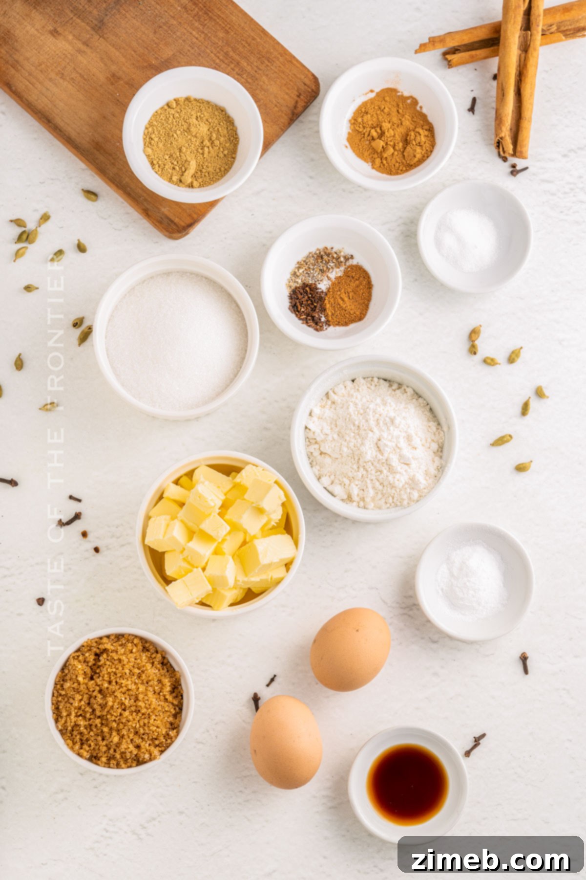 Spiced Chai Delights 4 Chai Tea Cookie ingredients laid out for baking.