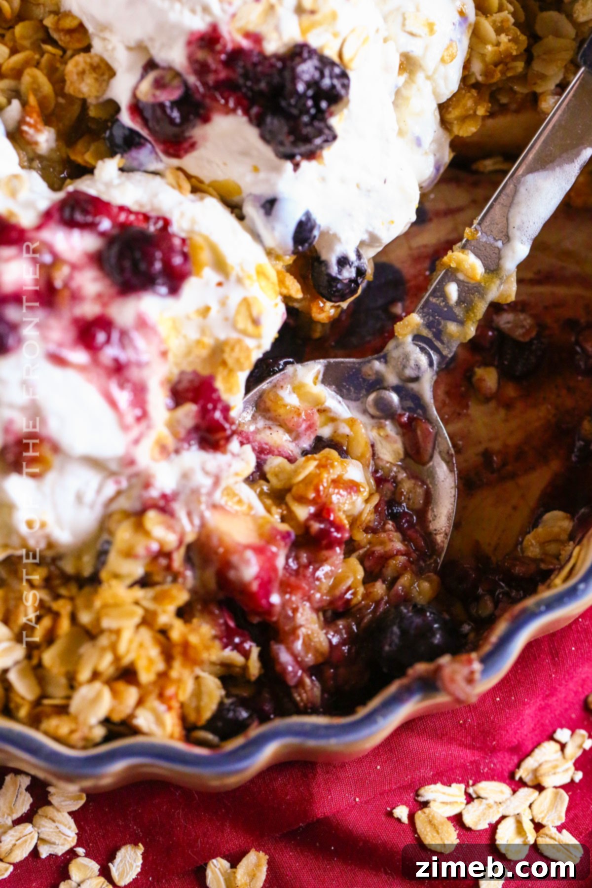 Apple and Blueberry dessert, beautifully baked and ready to serve.