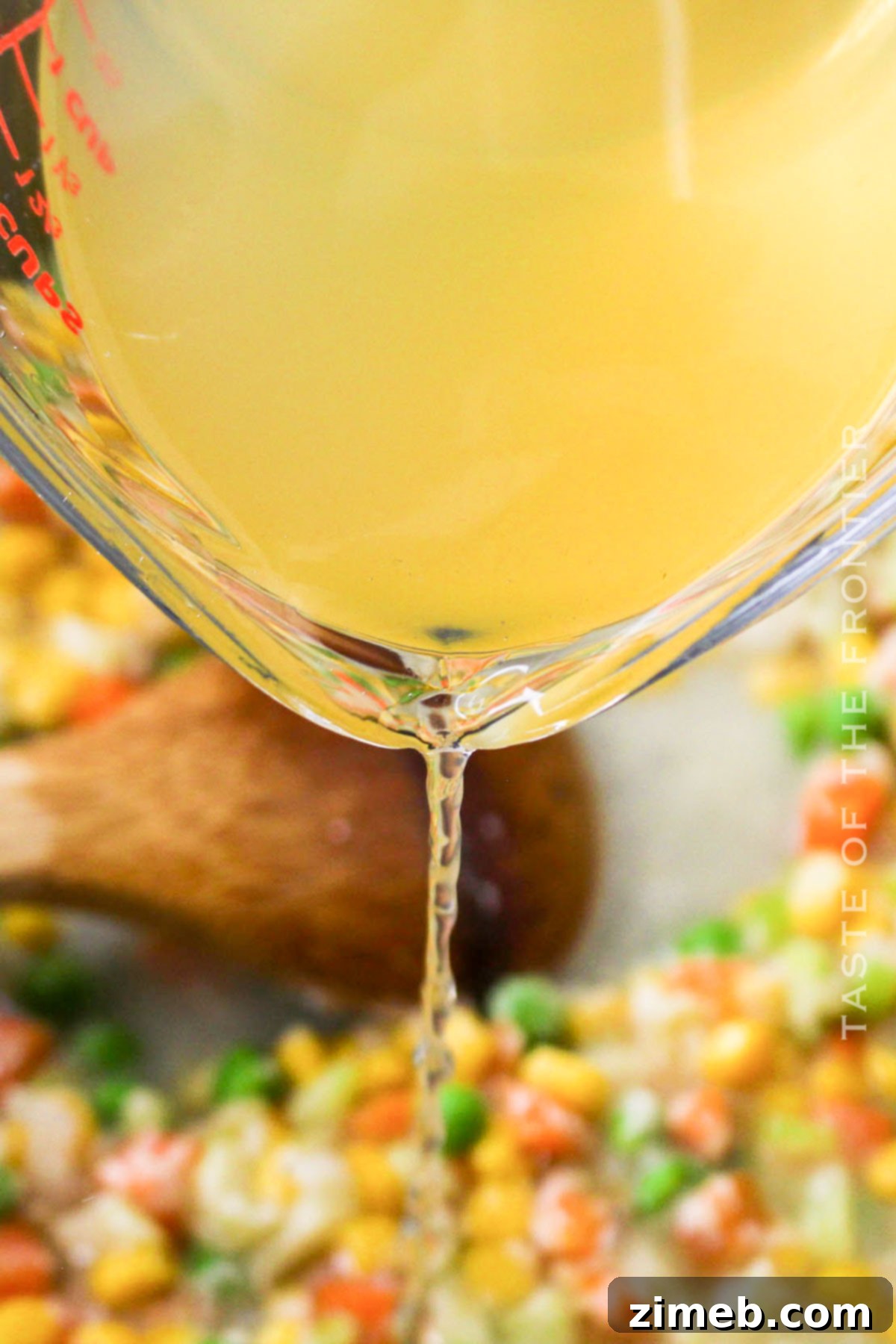 pouring in the broth