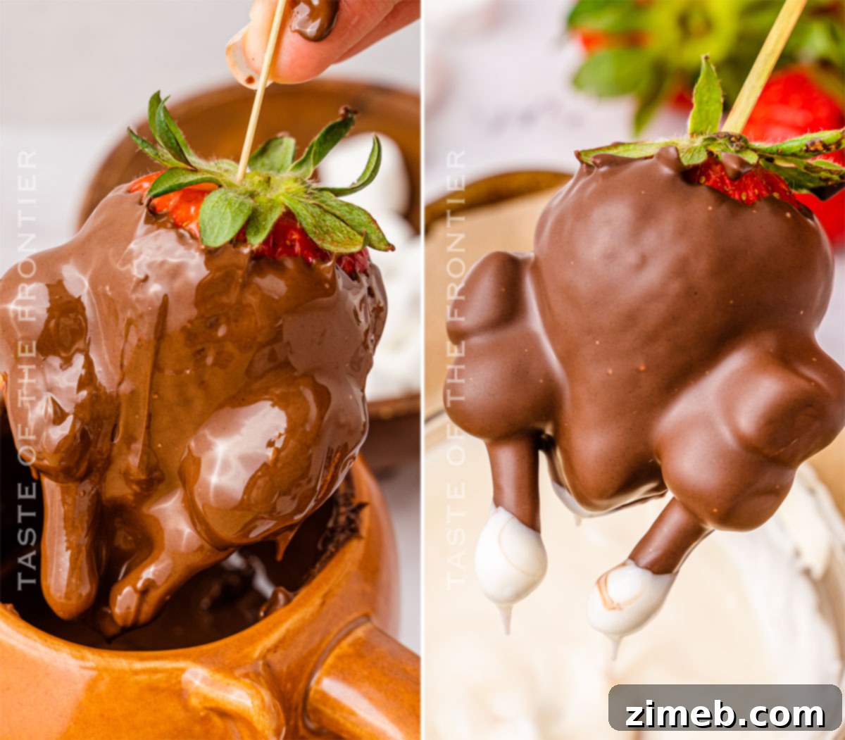 Choco-Berry Gobblers 7 Dipping strawberries in chocolate for Turkey Treats