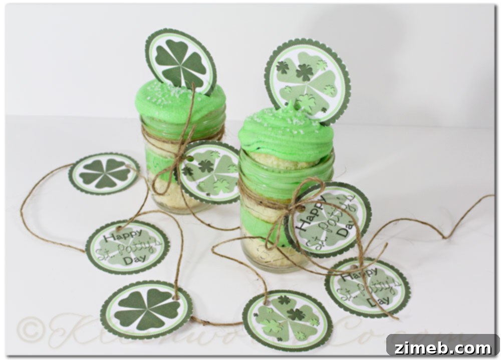 St. Patty's Day Cupcake Jars and a Free Printable 2 St. Patty's Day Cupcake Jars & Free Printable