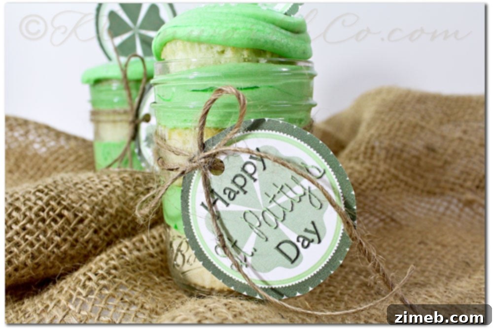 St. Patty's Day Cupcake Jars and a Free Printable 4 St. Patty's Day Cupcake Jars & Free Printable