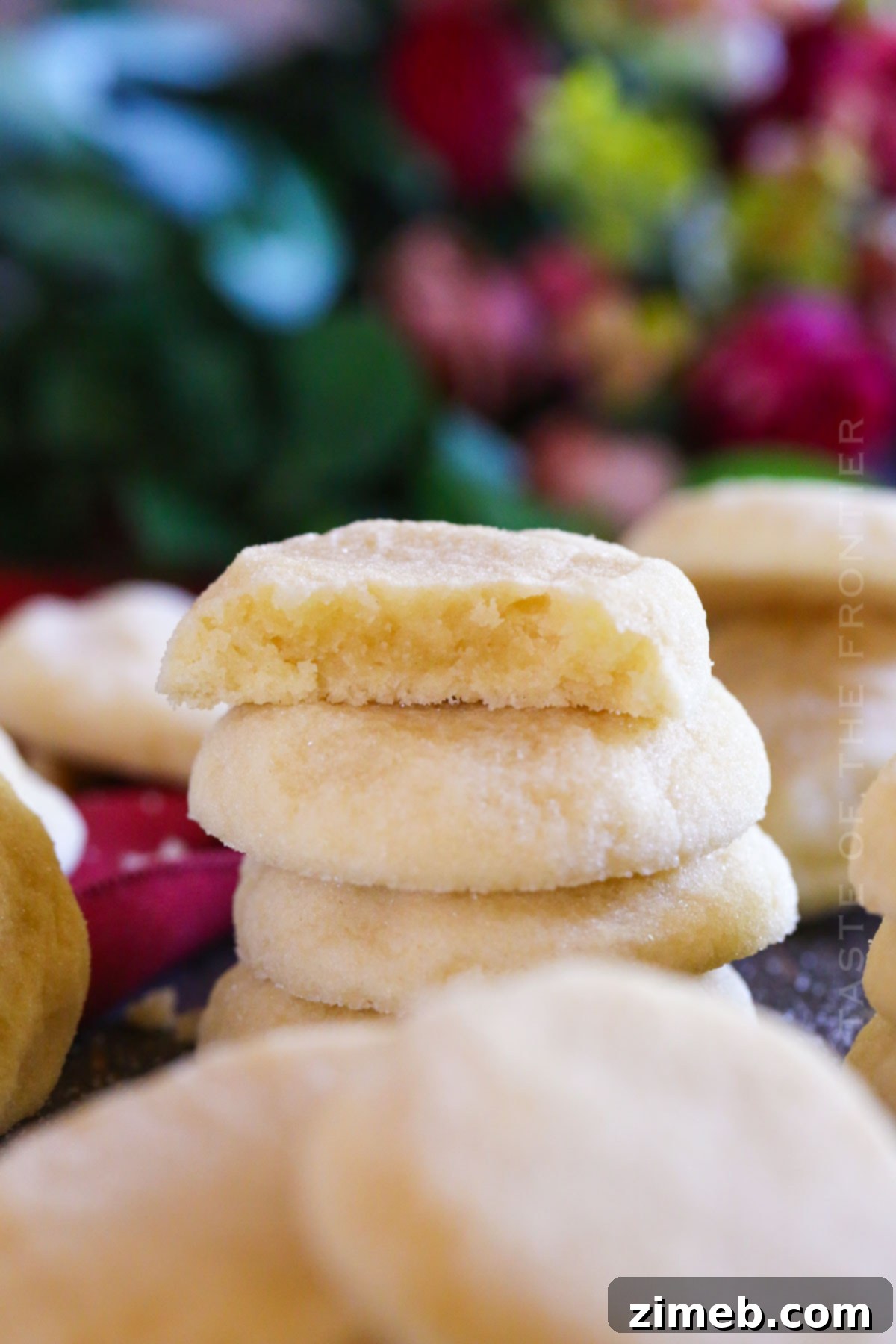 Classic Vanilla Cookies 9 Sugar-coated vanilla cookies on a plate