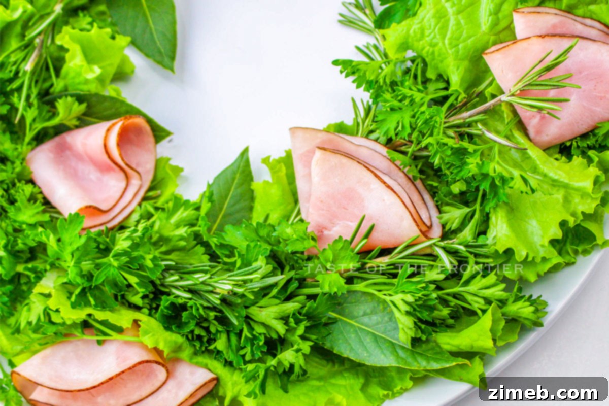 adding the meat on the lettuce and parsley