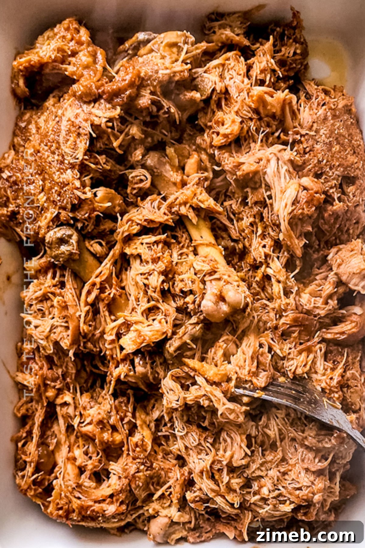 spicy shredded cooked chicken