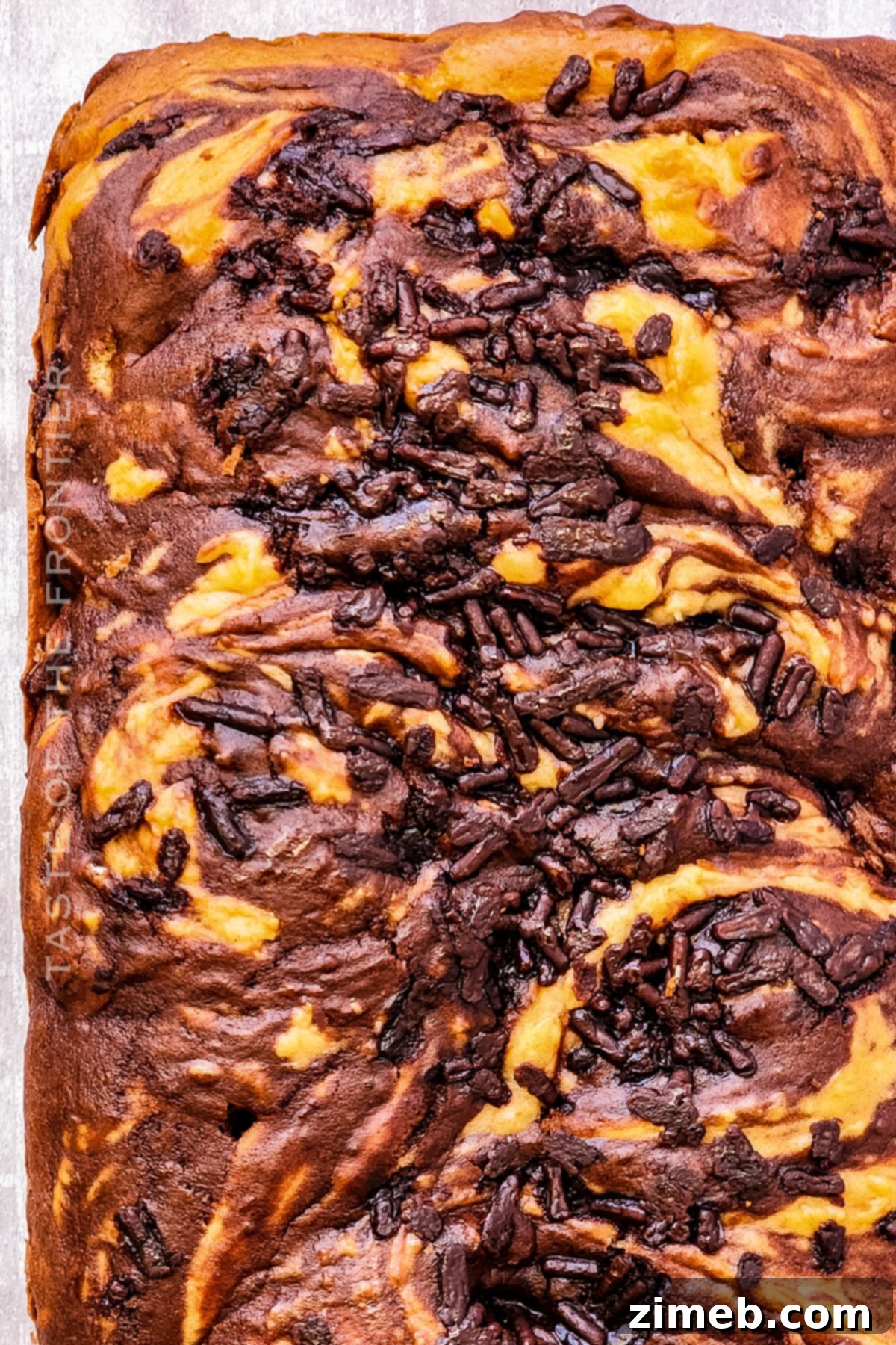 Ice Cream Bread with chocolate and vanilla swirls