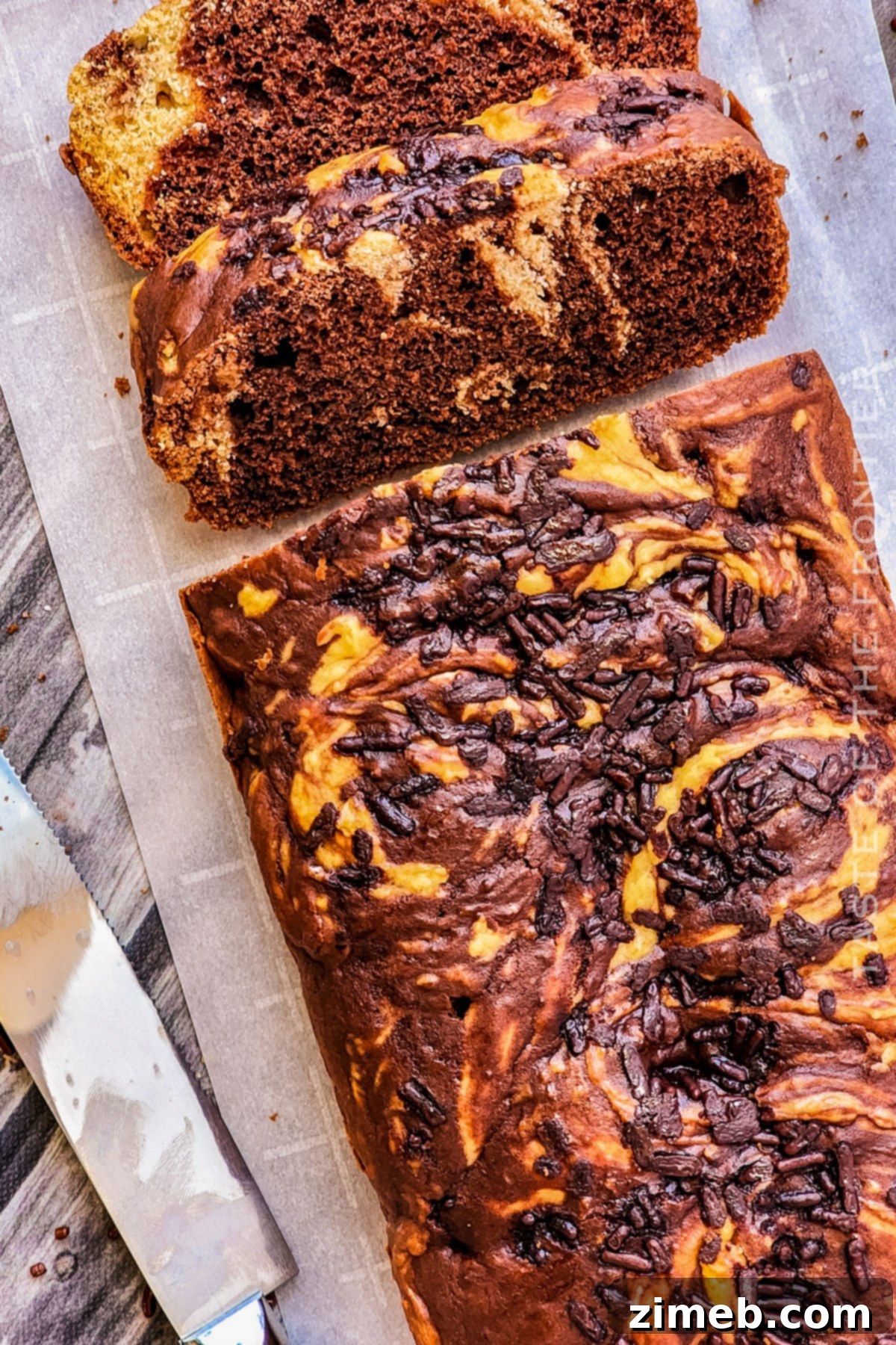 Ice Cream Bread loaf sliced and ready to serve