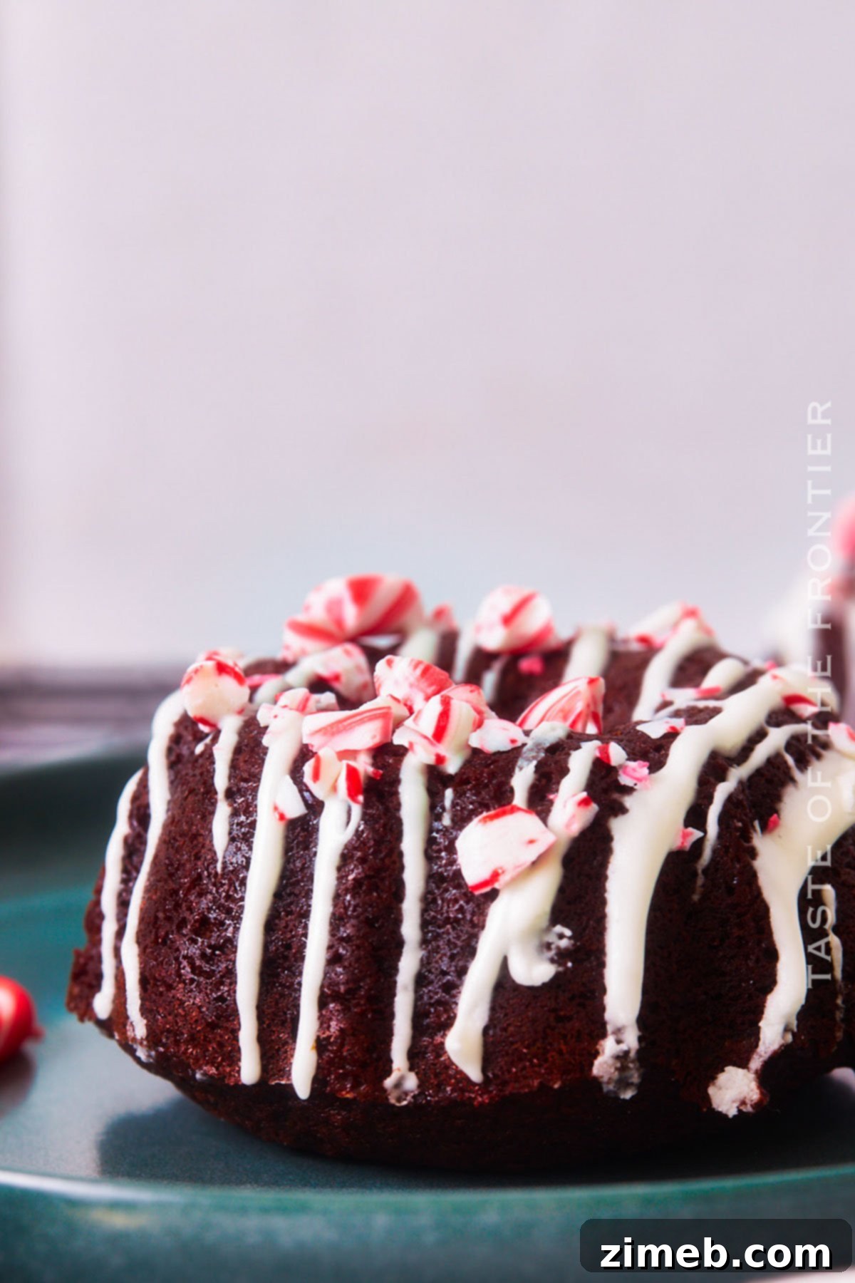Bundtlet Bliss 2 Festive Chocolate Peppermint Mini Bundt Cakes decorated with sweet icing