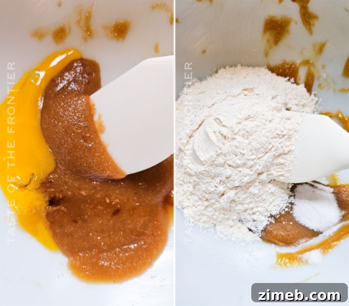 Hands mixing chocolate chip cookie dough in a bowl
