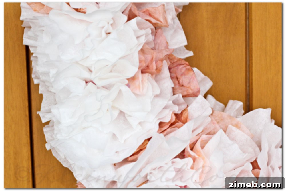 Closeup of Coffee Filter Wreath Texture