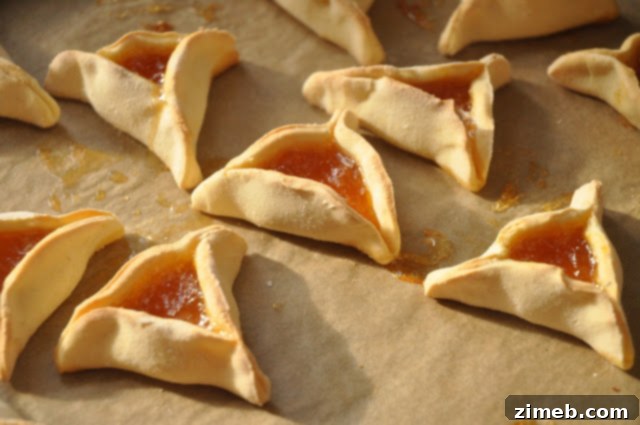 Delicious hamentashen cookies with fruit filling