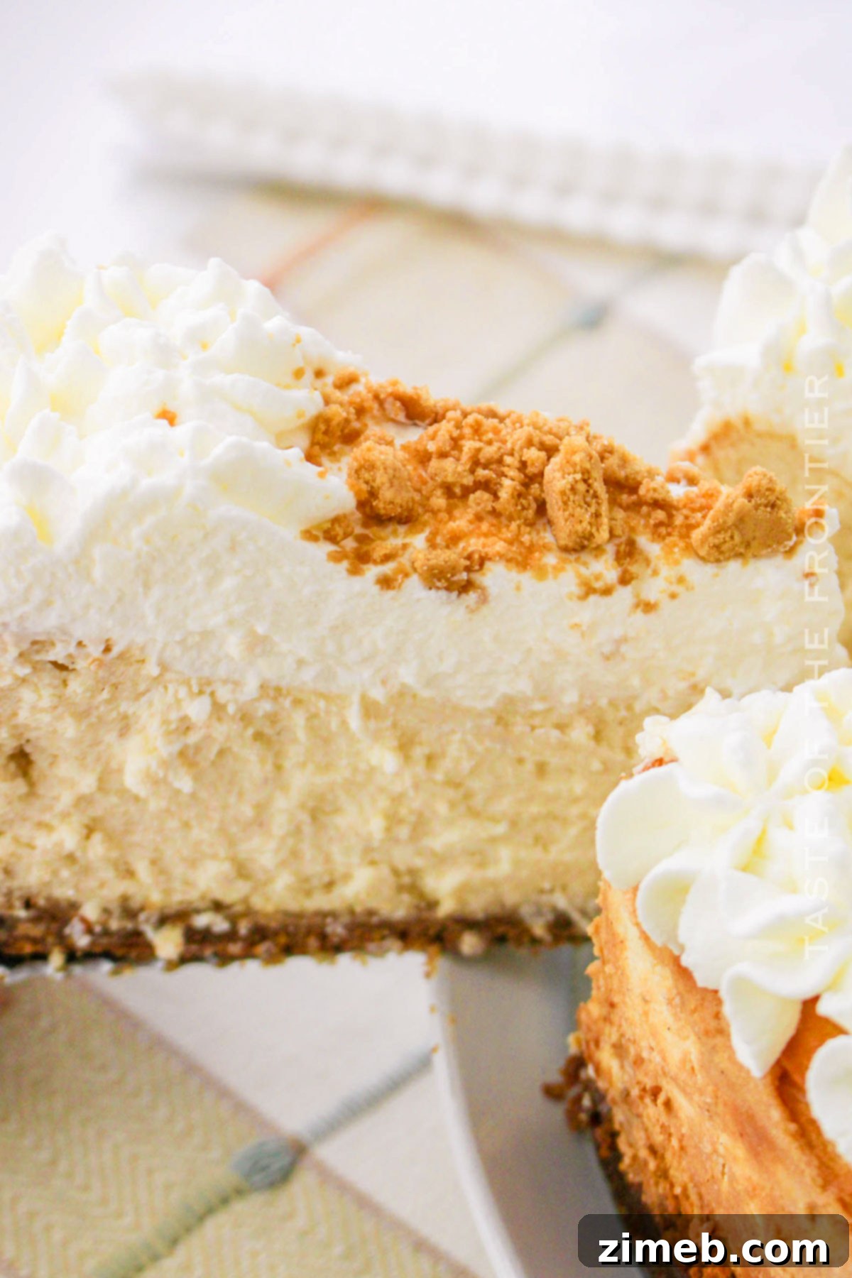 Beautiful holiday cheesecake ready for serving