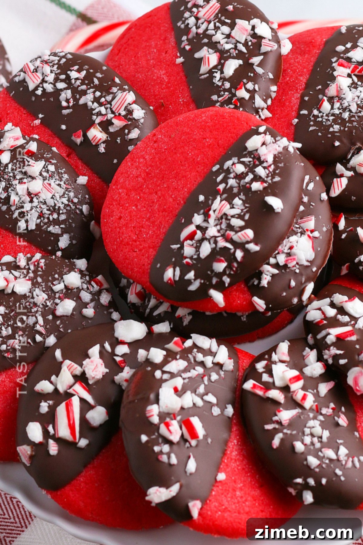 Peppermint Kissed Chocolate Treats 17 red cookies for Christmas