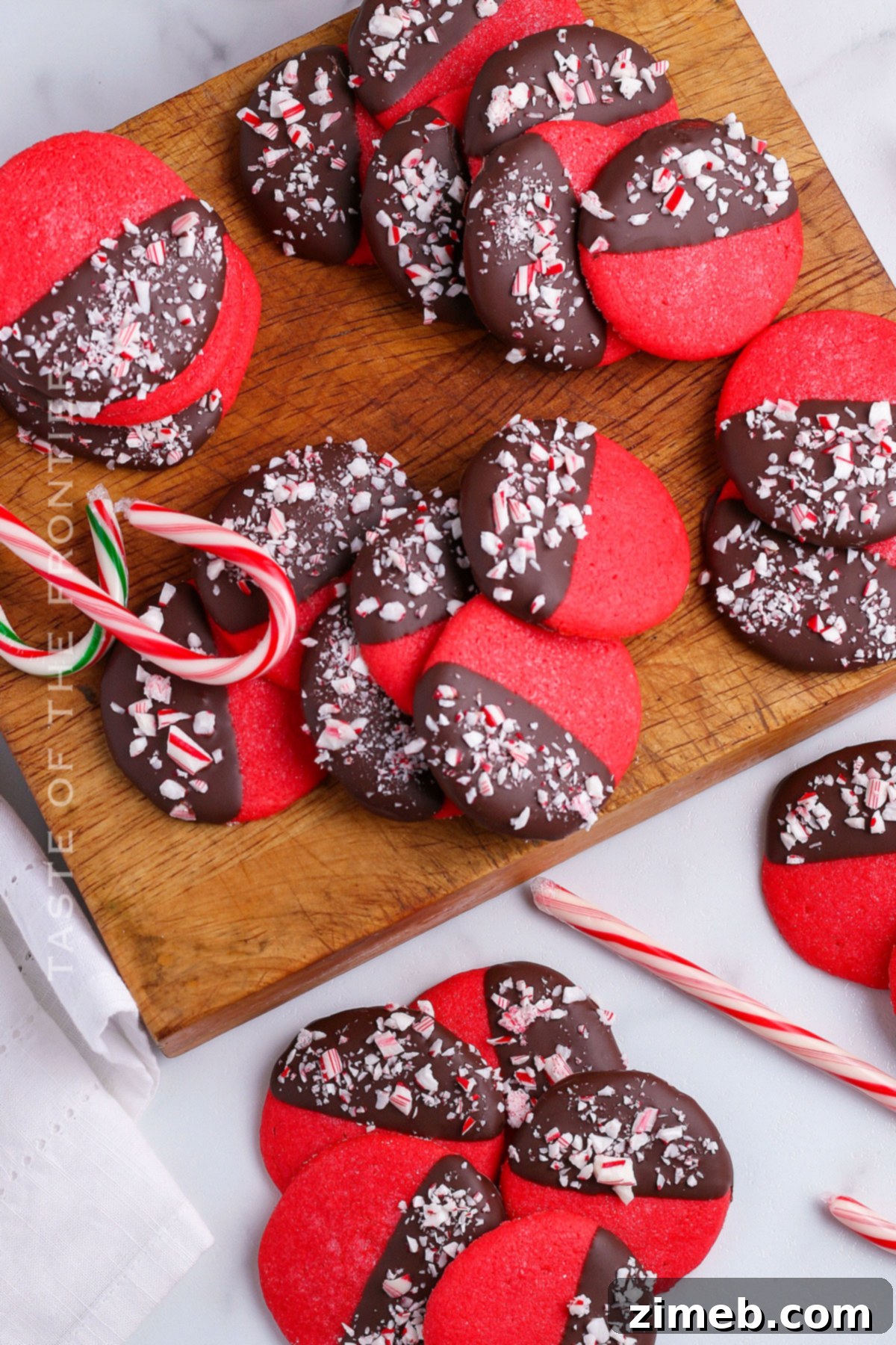 Peppermint Kissed Chocolate Treats 7 chocolate dipped cookies