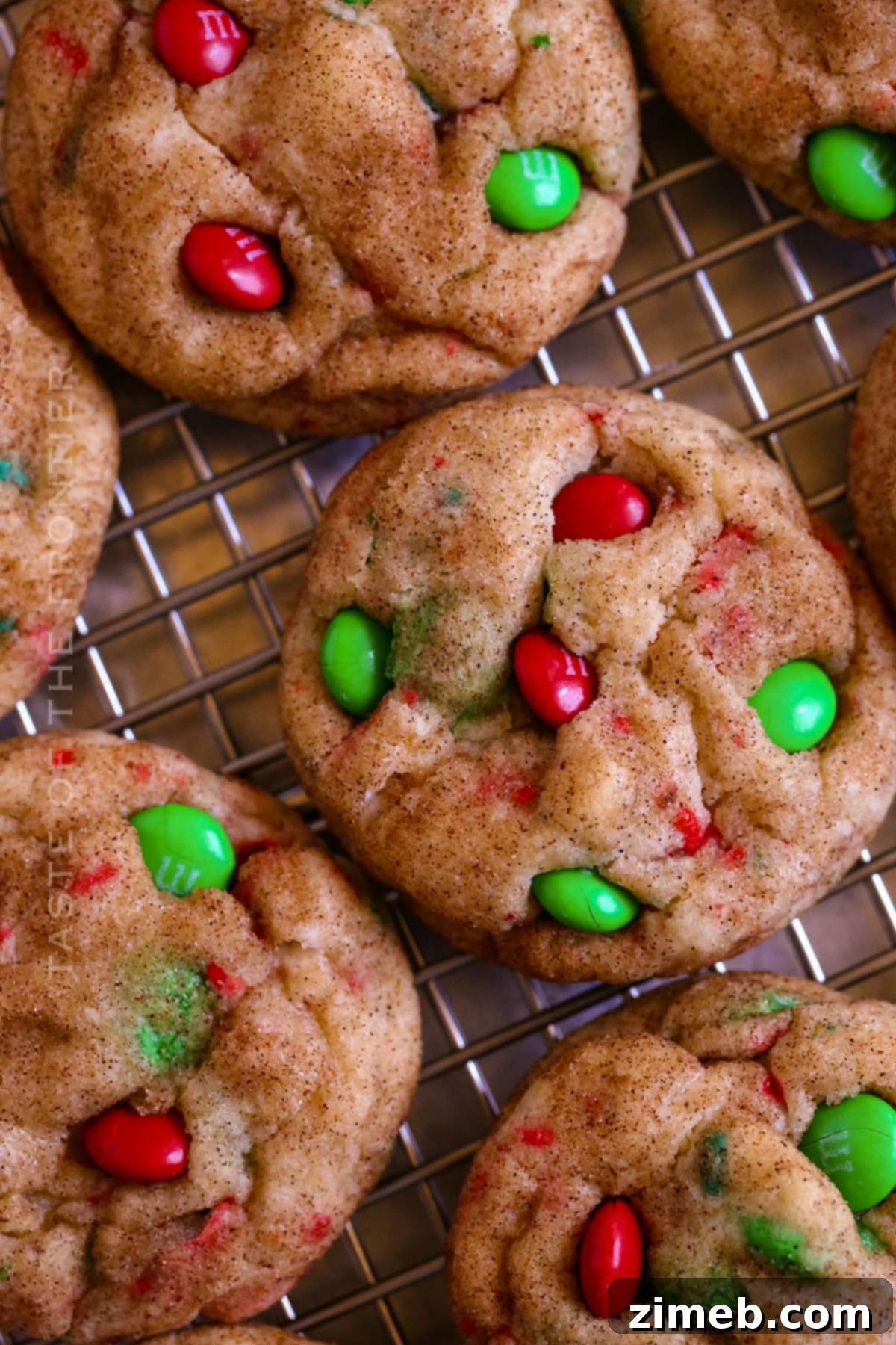 Creamy Christmas Snickerdoodle Delights 9 Cream cheese snickerdoodles with holiday M&Ms