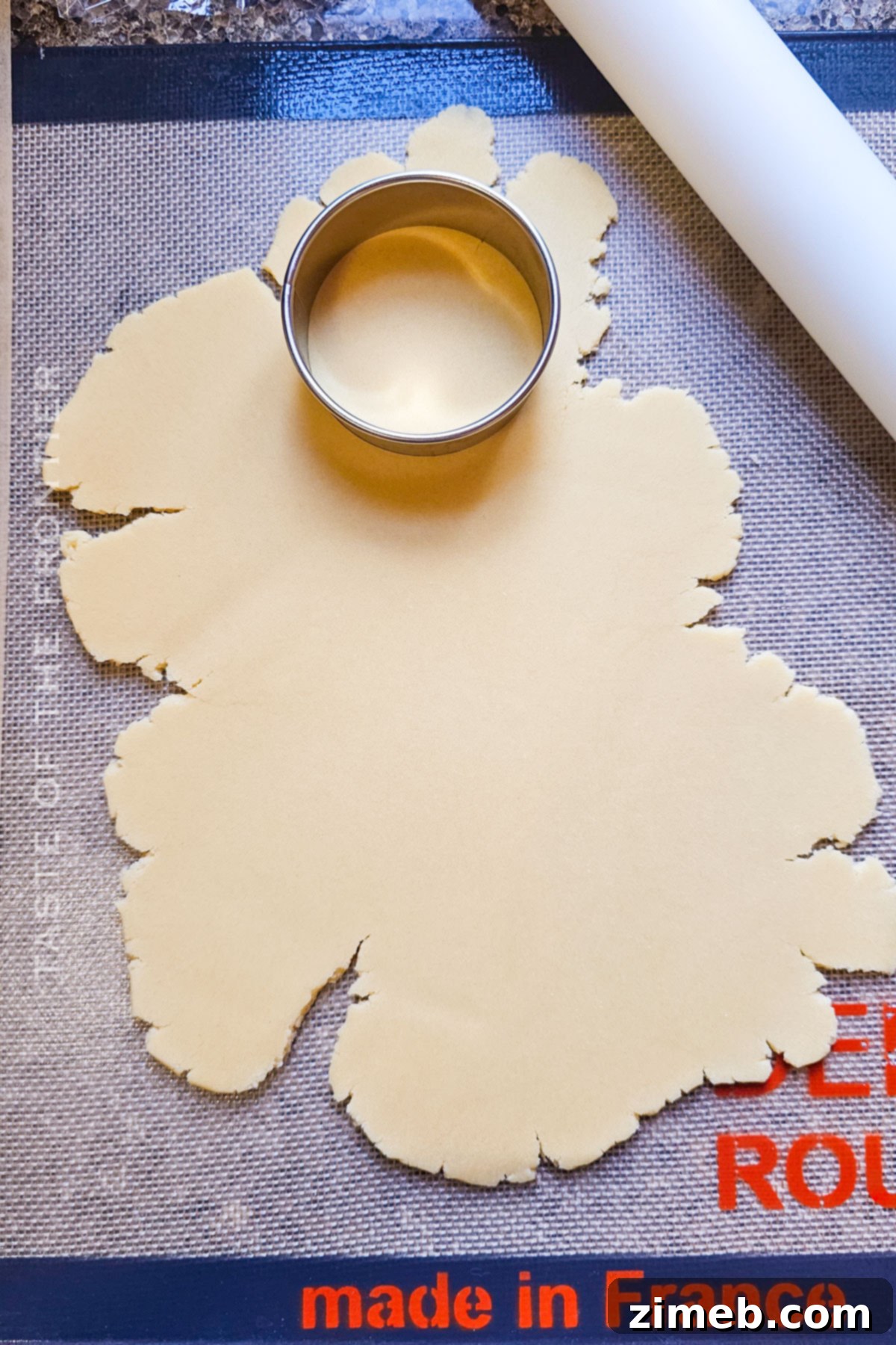 Breton Shortbread 6 rolling and cutting cookie dough