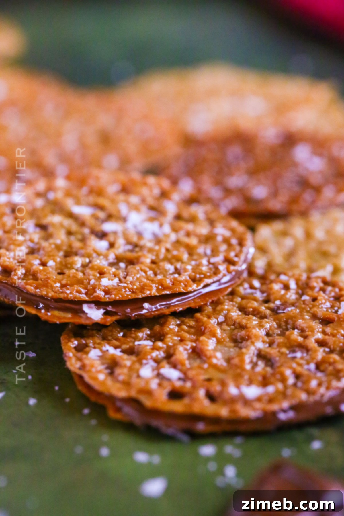Delicate Lace Cookies 3 Sea salt Nutella sandwich cookies made with delicate lace cookies