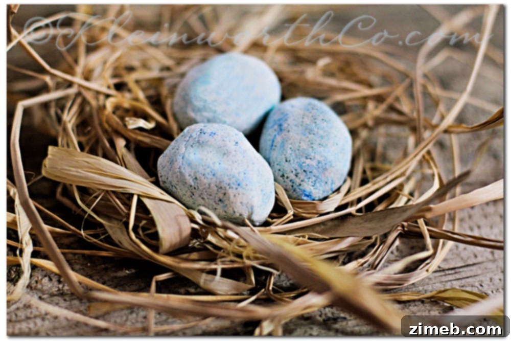 Homemade Salt Dough Robin Eggs Displayed
