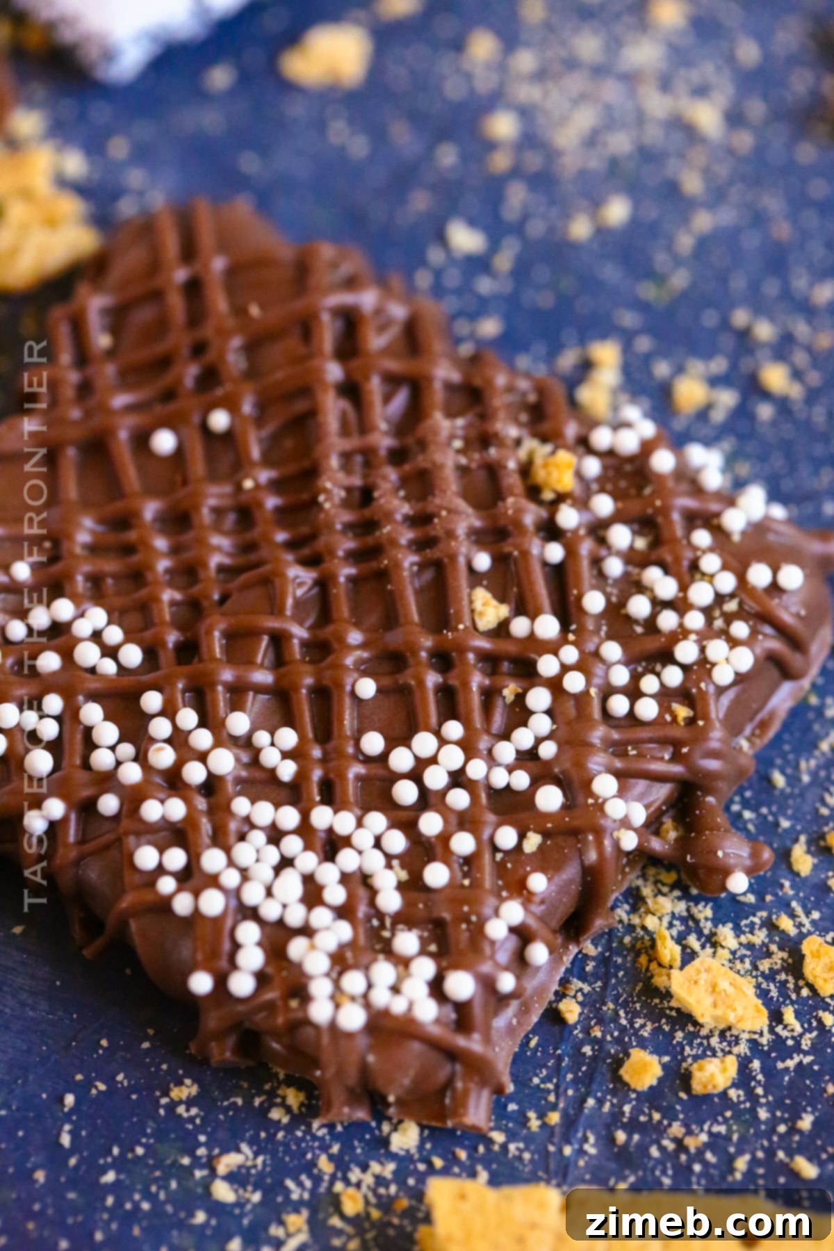 Chocolate Graham Delights 3 Close-up of sprinkles decorating fresh chocolate on graham crackers