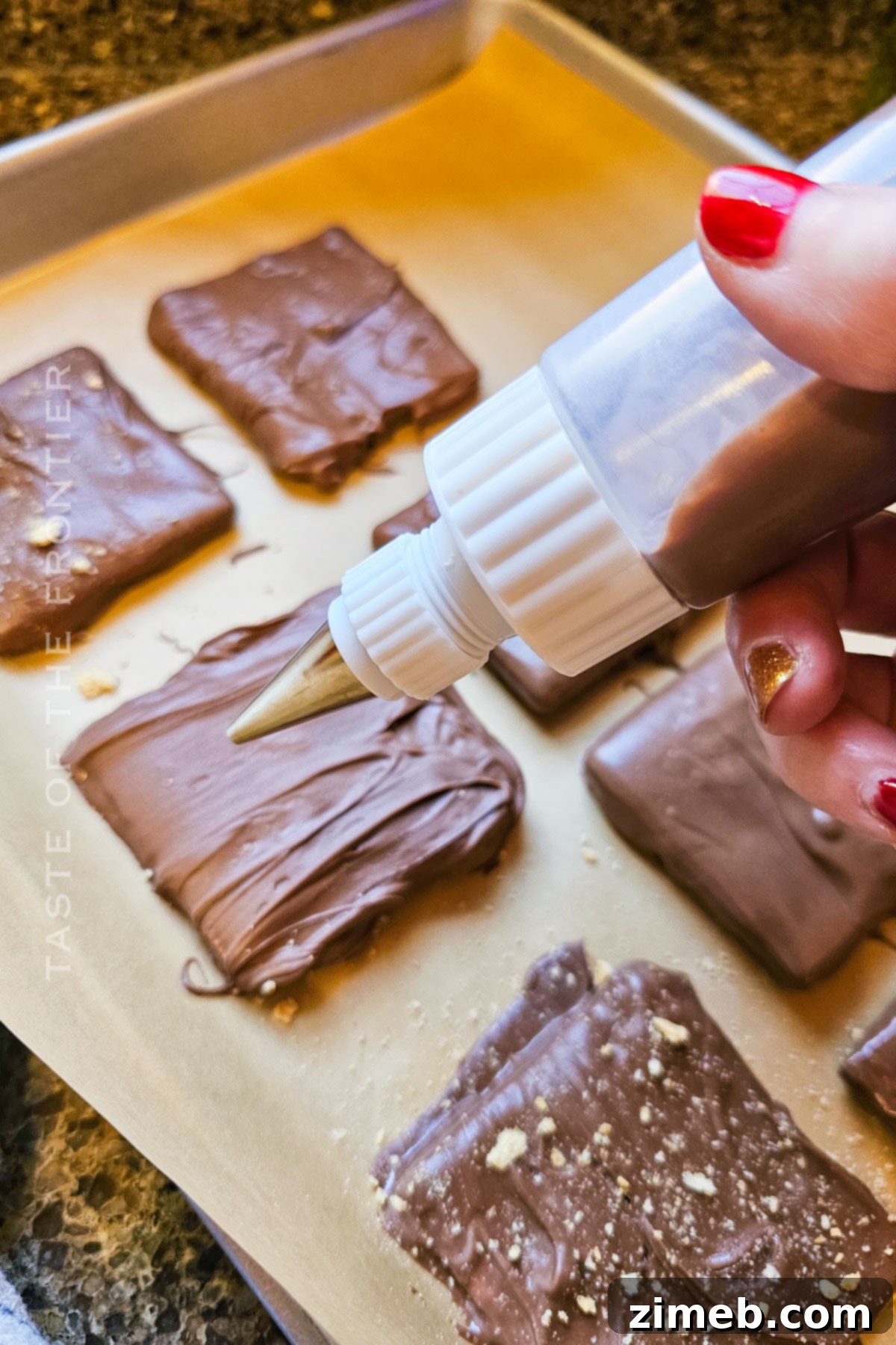 Chocolate Graham Delights 7 Decorating chocolate treats with sprinkles