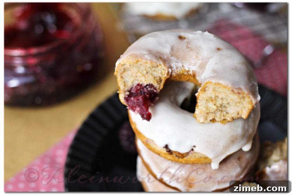 Simple Whole Wheat Blackberry Mini Donut Recipe 2 Delicious Blackberry Whole Wheat Mini-Donuts on a cooling rack