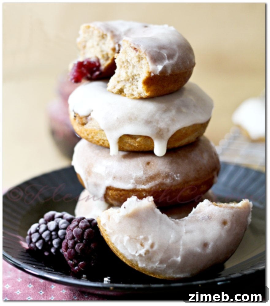 Simple Whole Wheat Blackberry Mini Donut Recipe 4 Blackberry Whole Wheat Mini-Donuts arranged beautifully for serving