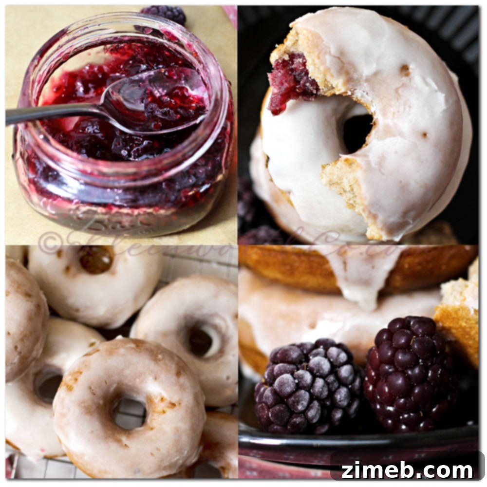 Simple Whole Wheat Blackberry Mini Donut Recipe 6 Close-up of a single Blackberry Whole Wheat Mini-Donut, ready to eat