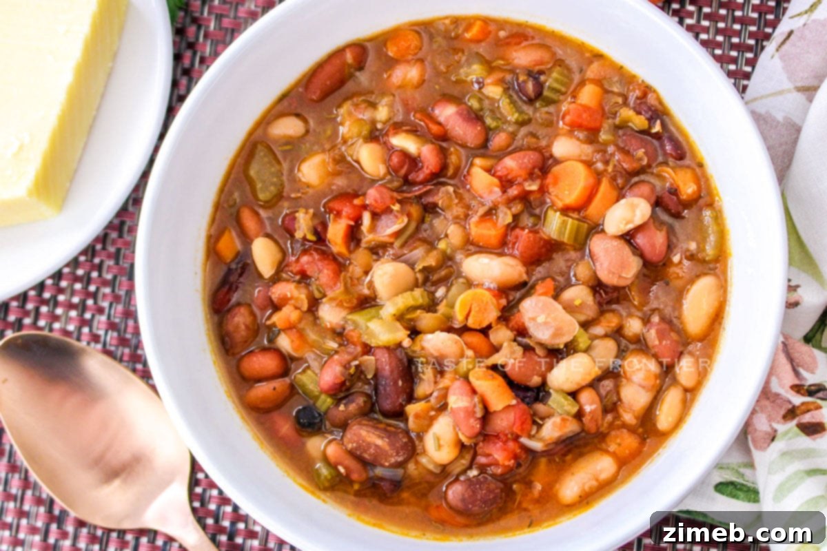 Delicious Bean Soup recipe in a rustic bowl.