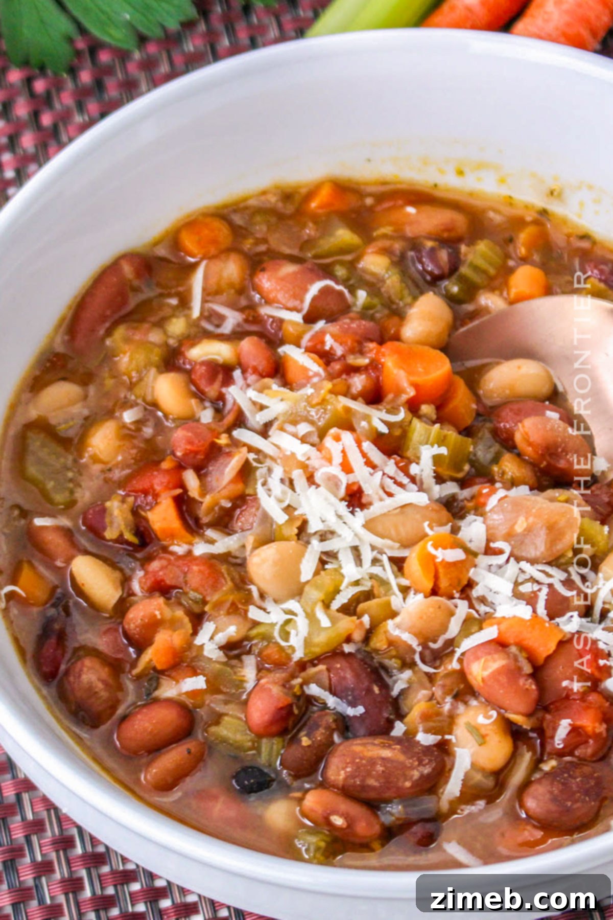 Delicious and easy instant pot dinner, a bowl of bean soup.