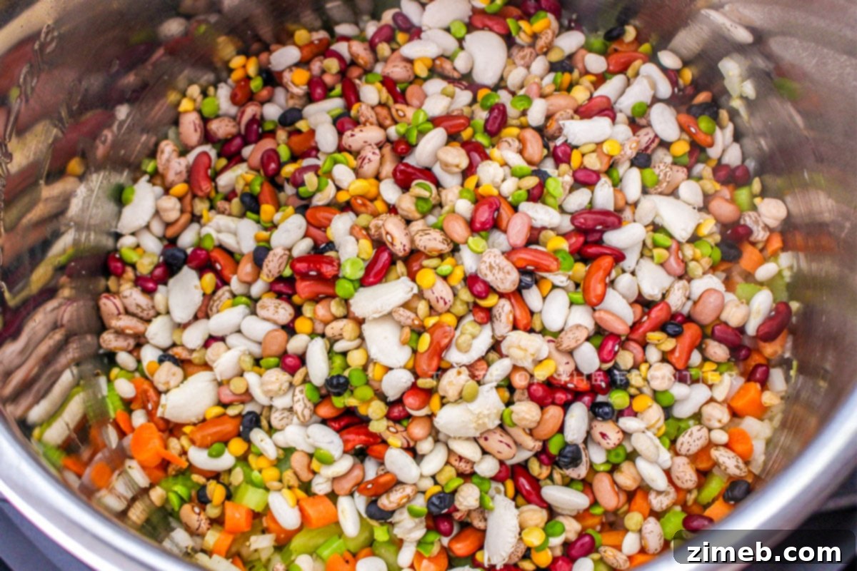 Making pressure cooker Bean Soup, showing the Instant Pot.
