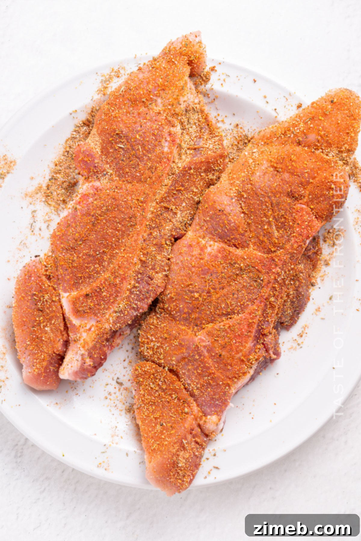 Juicy Garlic Herb Pork Steaks 5 seasoning the pork