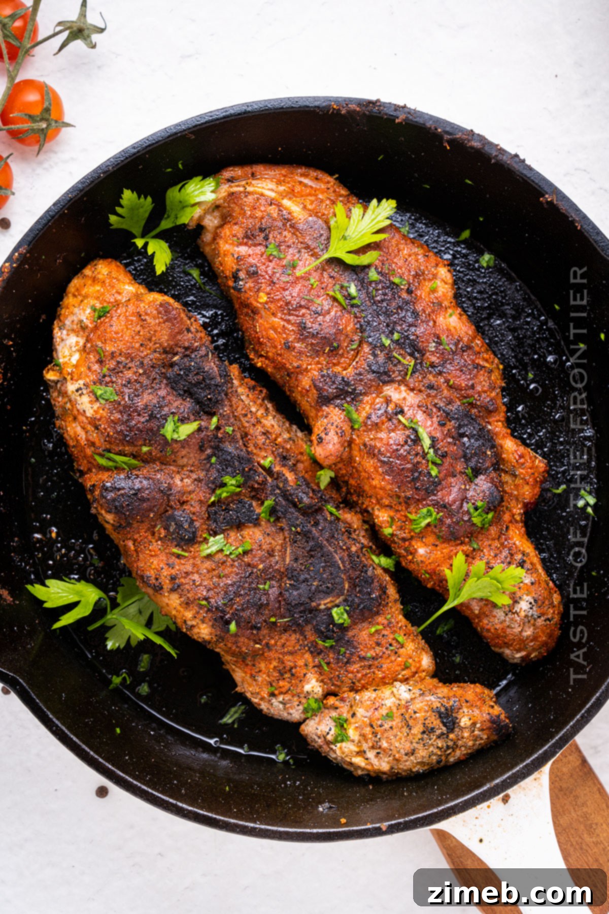 Juicy Garlic Herb Pork Steaks 7 cast iron pork dinner